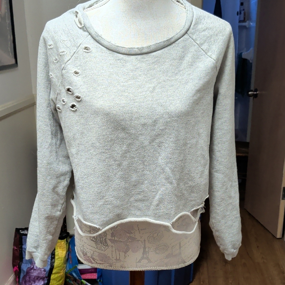 NSF Light Gray Distressed Sweatshirt